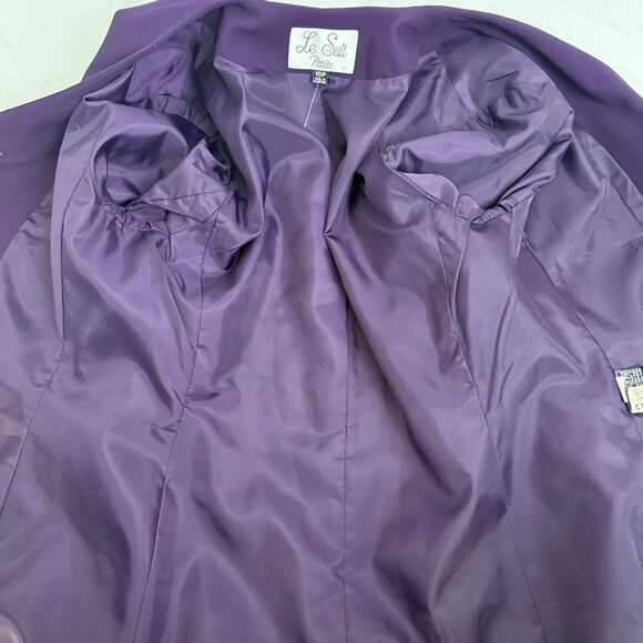 Vintage Le Suit Petite Purple Suit Jacket Size 10P - Picture 11 of 12